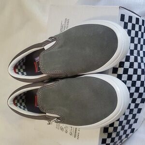New Vans Men’s Skate Slip-On Reflective Grey Leather Sued Sneakers Size 7